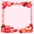 Frame, template, healthy juice, blank page, drink, pomegranate juice, strawberry, lychee,background, bright,Generated AI
