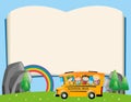 Frame template with kids on school bus Royalty Free Stock Photo