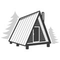 A-frame tiny house, weekend cabin with chimney, vector Royalty Free Stock Photo