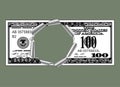 A frame of torn hole of 100 dollars banknote Royalty Free Stock Photo