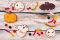 Frame from traditional Halloween sweets with copy space.
