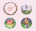 Frame, tree, branch, pictures, illustrations, fairy tales, children