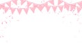 Frame triangle pennants chain and confetti for Valentine party color concept