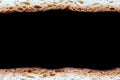 Frame of Two Slices of White Bread Macro as Borders Isolated over Black Background Royalty Free Stock Photo