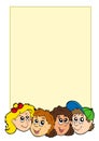 Frame with various kids faces Royalty Free Stock Photo