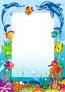 Frame with various sea animals Royalty Free Stock Photo