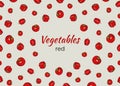 Frame of vegetables in red on a light background