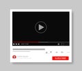Frame video player interface. Design mockup video channel pc. Tube window template with subscribe for web, media app.Player screen Royalty Free Stock Photo