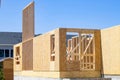 frame and walls new plywood house against the blue sky Royalty Free Stock Photo