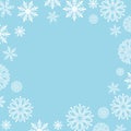 Frame of white elegant snowflakes for Christmas and New year, with place for text. Royalty Free Stock Photo