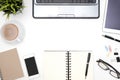 Frame of white office desk table background Royalty Free Stock Photo