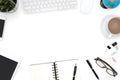 Frame of white office desk table Royalty Free Stock Photo