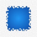Frame White Puzzles Pieces Blue - Vector Jigsaw Royalty Free Stock Photo