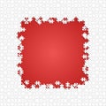 Frame White Puzzles Pieces Red - Vector Jigsaw Royalty Free Stock Photo