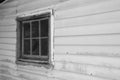 Rotting window in abandoned cabin