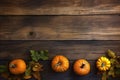 background halloween leaf fall autumn wooden pumpkin organic orange season wood. Generative AI.