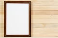 Frame on wooden wall. Interior Design. Copy space