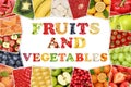 Frame word fruits and vegetables with apple, orange, tomatoes