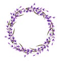 Frame, wreath, frame border with watercolor lavender flowers Royalty Free Stock Photo