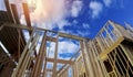 New beam construction home framing over blue sky Royalty Free Stock Photo