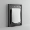 A framed blank packaging pouch displayed in a minimalist setting. The frame is Royalty Free Stock Photo