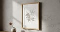 Minimalist Botanical Art Print with Vase Royalty Free Stock Photo