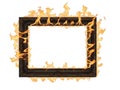 Framed fire border isolated on white background Royalty Free Stock Photo
