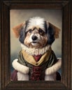 Framed Photo Of A Dog In Vintage Clothes