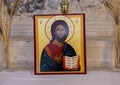 Framed picture Jesus Christ holding an open bible, Church of San Nicola of Myra, Locrotondo, Italy Royalty Free Stock Photo