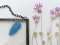 Framed pressed flowers in tiffany technique in stained glass