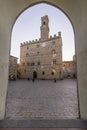 Framed Priori Palace and Square in the afternoon light, Volterra, Pisa, Tuscany, Italy Royalty Free Stock Photo