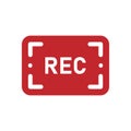 Framed recording sign, currently recording, rec, vector illustration icon Royalty Free Stock Photo