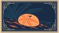 Framed Sand Dollar with Abstract Marine Background, vector design Generative AI Royalty Free Stock Photo