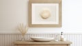 Framed Shell Print In Bathroom - Classic Japanese Simplicity