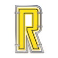 Framed traffic road sign FONT letter R 3D