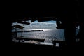 Framed view, Black Sea through boardwalk beach bar Royalty Free Stock Photo