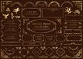 Set Of Gold Decorative Vector Frames And Borders Isolated On A Dark Background. Royalty Free Stock Photo