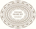 Set Of Seven Oval Vintage Frames Isolated On A Plain Background.