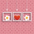 Frames 3 Colored Hearts Flowers Ornaments