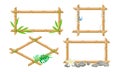 Frames of Corded Bamboo Sticks Decorated with Tropical Plant Vector Set Royalty Free Stock Photo