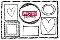 Frames drawn with a crayon. Wax crayon empty shapes. Vector image of hand drawn stroke frames.