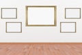 Exhibition, exhibition, empty frames in an interior. Royalty Free Stock Photo