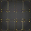 Frames gold decorative rectangle and borders set