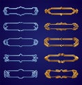 Frames medieval game ui. Empty rectangle frames in old style, interface elements. Metallic banners or decorative borders