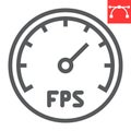 Frames Per Second line icon, video games and fps, fps speedometer sign vector graphics, editable stroke linear icon, eps