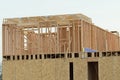 frames plywood walls of a new house under construction Royalty Free Stock Photo