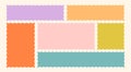 Frames Scalloped Vector Corrugated Bento Grid Shapes Set. Scallop Frame Wavy Retro Stickers Collection. Zig Zag Edge