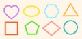Frames Scalloped Vector Corrugated Shapes Set. Scallop Color Frame Wavy Retro Stickers Collection. Zig Zag Edge