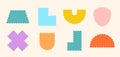 Frames Scalloped Vector Corrugated Shapes Set. Scallop Color Frame Wavy Retro Stickers Collection. Zig Zag Edge