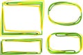 green yellow colorful sketch doodles lines frames set Royalty Free Stock Photo